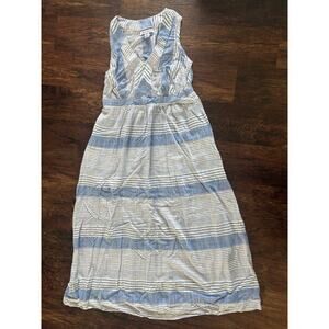 Tommy Bahama Blue White Stripe Maxi Dress Size M Linen EUC